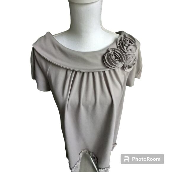 R & M Richards 60's style dress! Gray with flower embroidery Size 14 - Picture 4 of 15